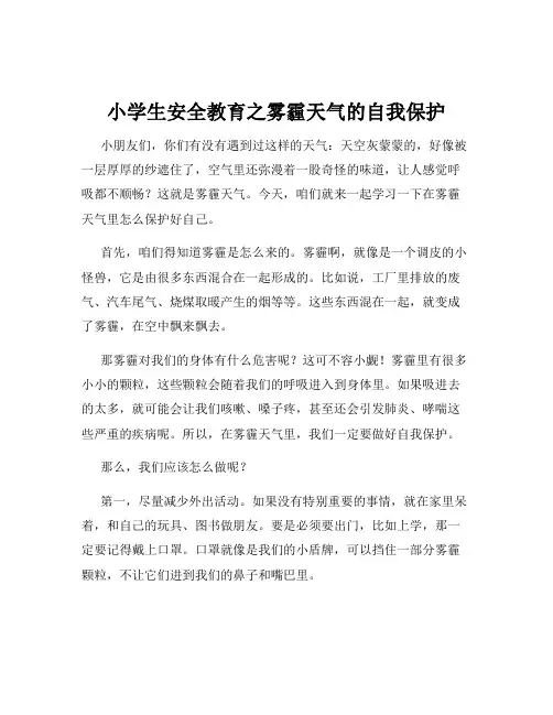 小学生安全教育之雾霾天气的自我保护
