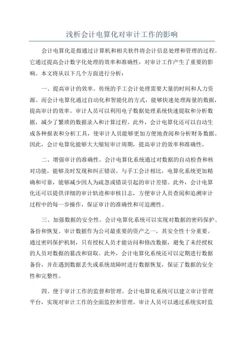 浅析会计电算化对审计工作的影响
