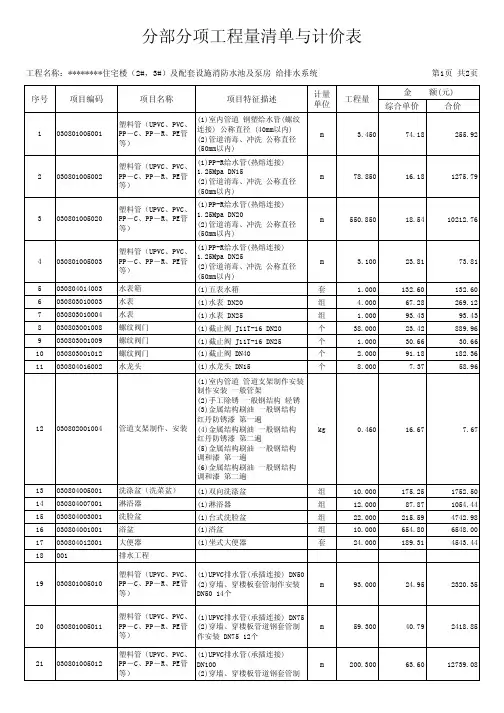 消防工程清单及组价