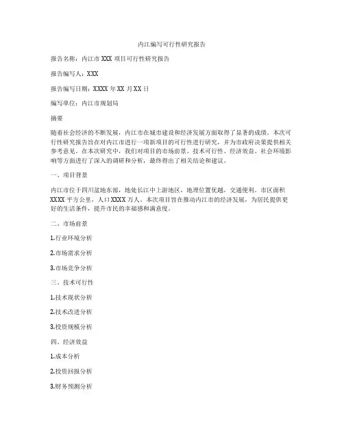 内江编写可行性研究报告
