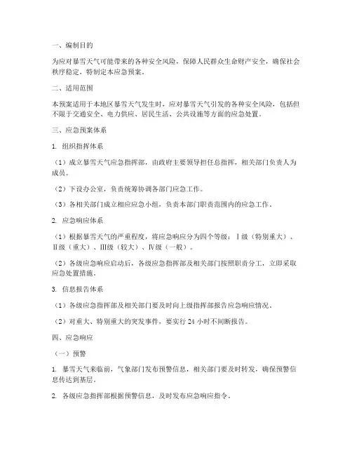 暴雪天气安全的应急预案
