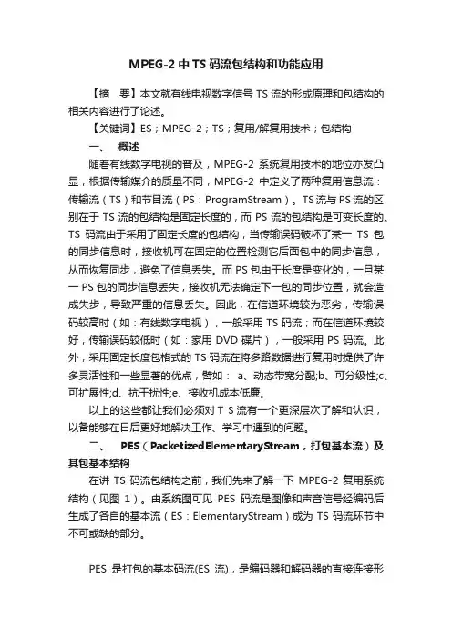 MPEG-2中TS码流包结构和功能应用