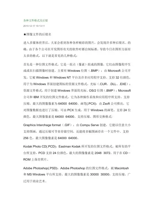 各种文件格式及后缀