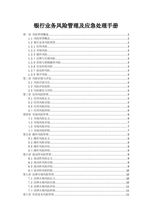 银行业务风险管理及应急处理手册