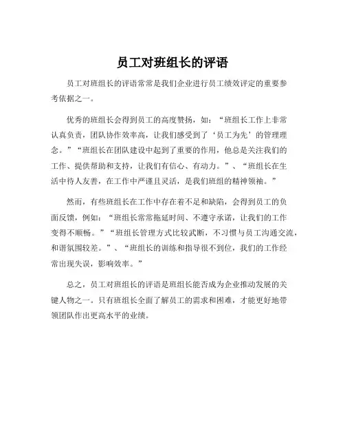 员工对班组长的评语