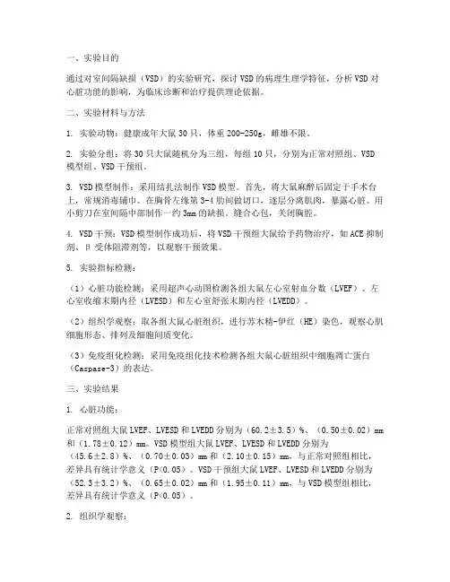 室间隔缺损实验报告