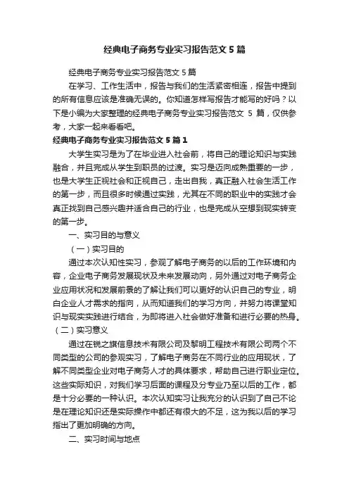 经典电子商务专业实习报告范文5篇