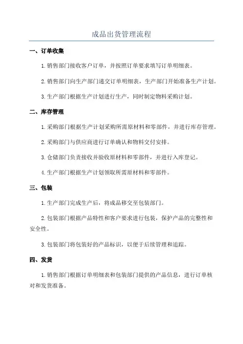 成品出货管理流程