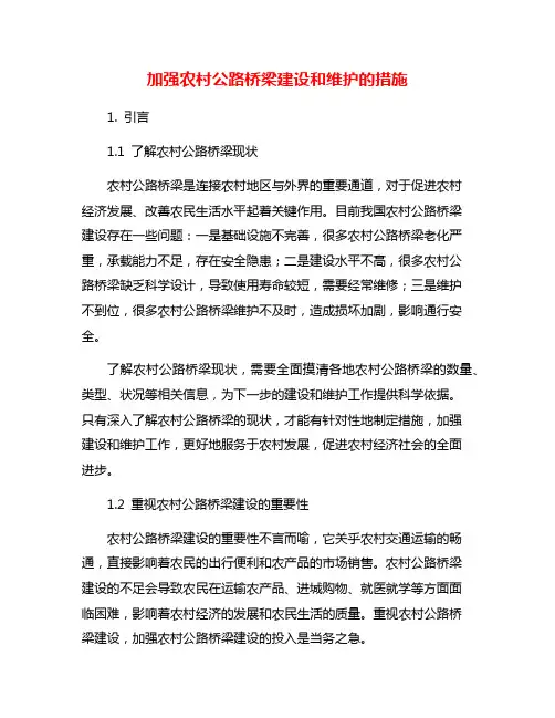 加强农村公路桥梁建设和维护的措施