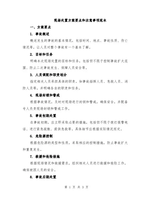现场处置方案要点和注意事项范本