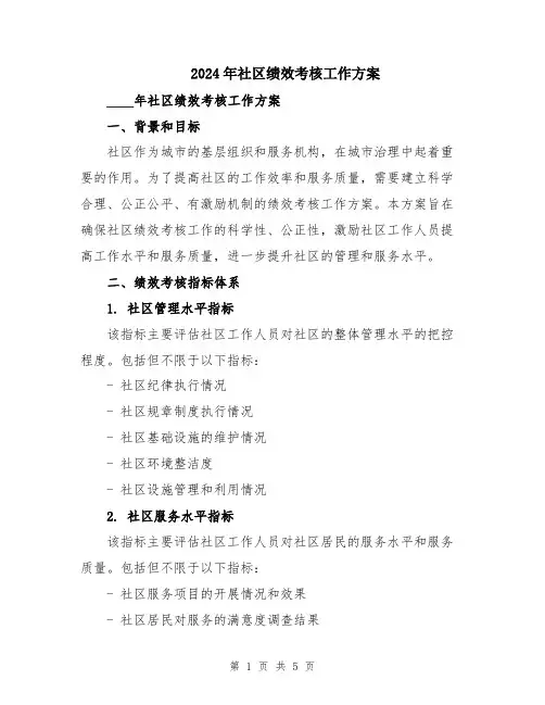 2024年社区绩效考核工作方案