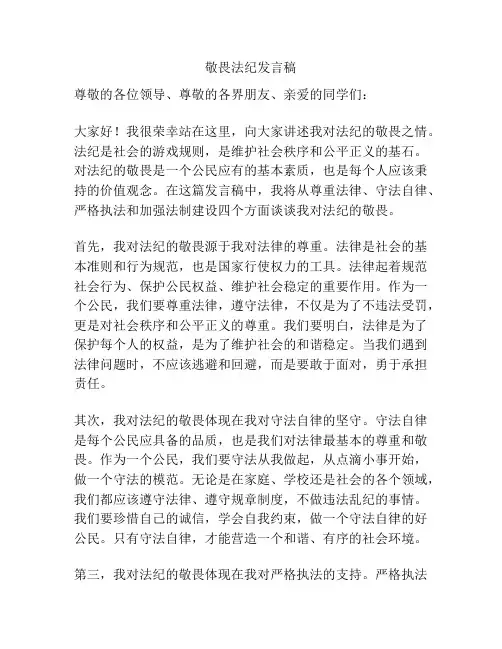 敬畏法纪发言稿