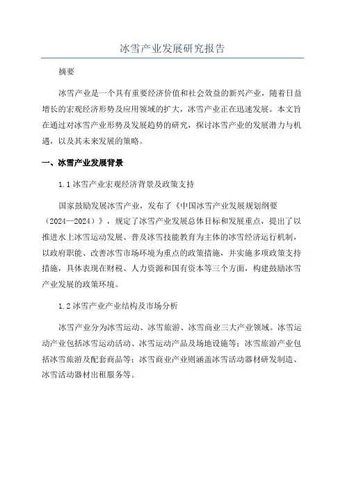 冰雪产业发展研究报告
