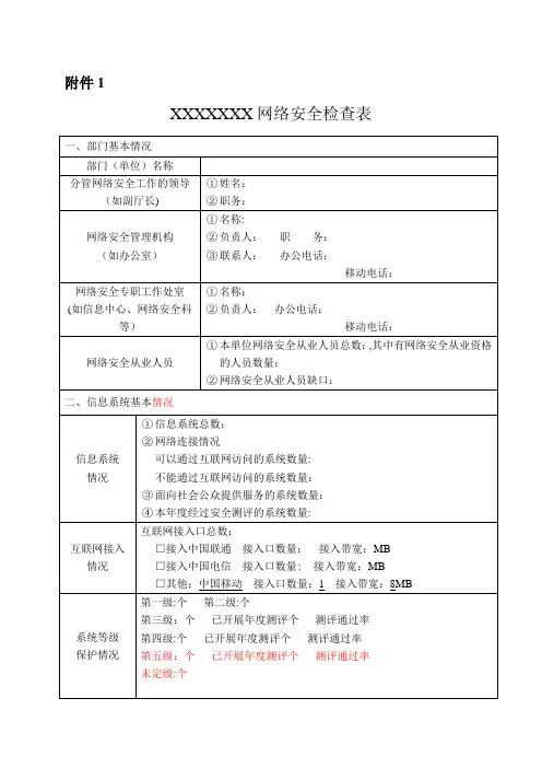 网络安全检查表