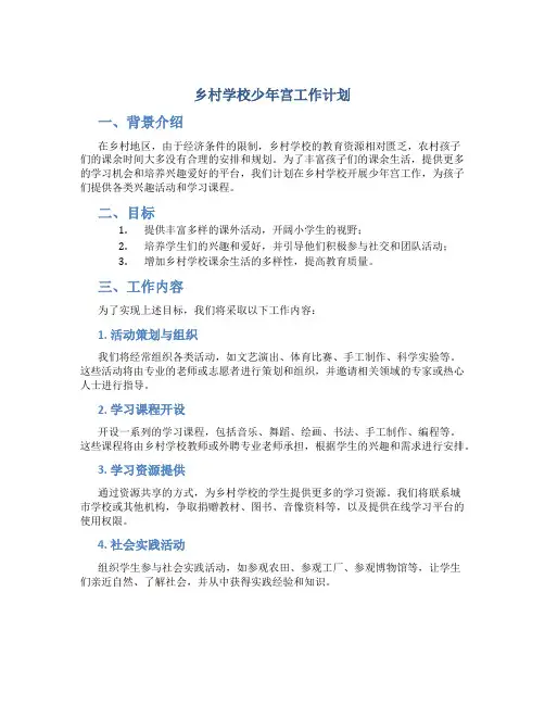 乡村学校少年宫工作计划