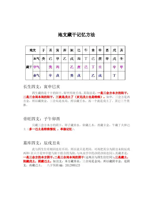 地支藏干记忆方法