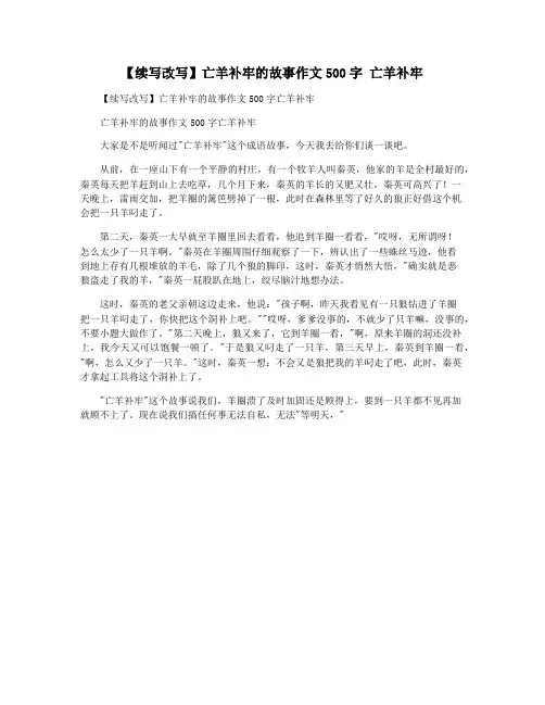 【续写改写】亡羊补牢的故事作文500字 亡羊补牢