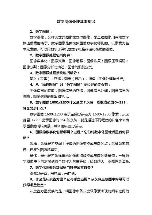 数字图像处理基本知识
