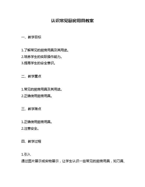 认识常见厨房用具教案