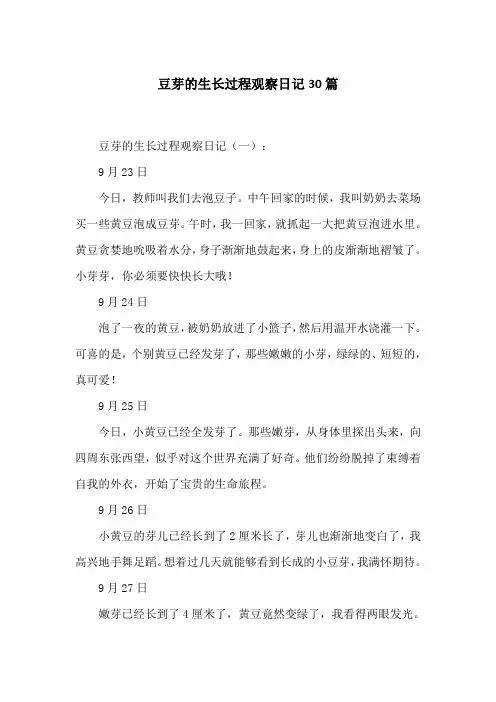 豆芽的生长过程观察日记30篇