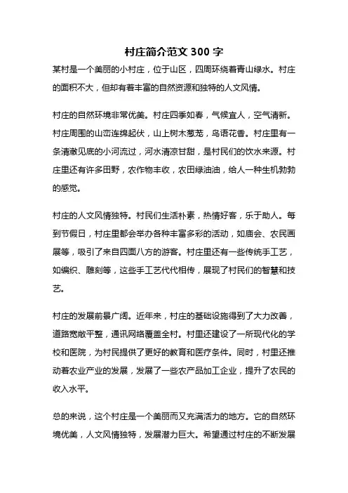 村庄简介范文300字