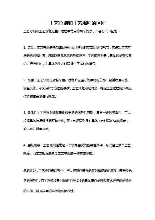 工艺守则和工艺规程的区别