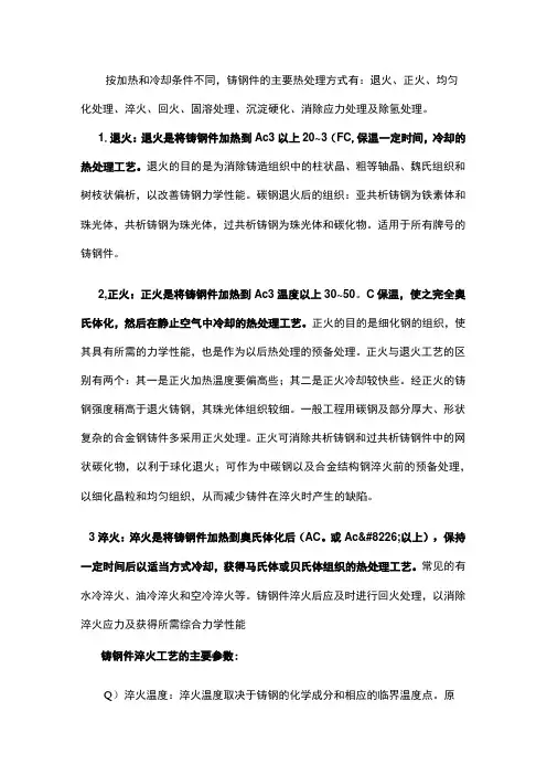 铸钢件常见热处理工艺