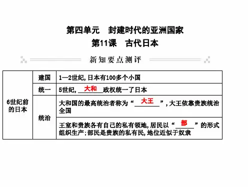 最新人教部编版 九年级历史上册 第11课 古代日本 习题课件