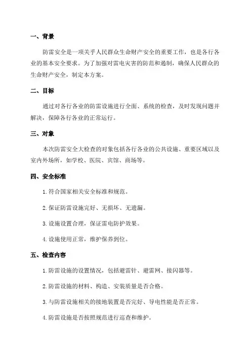 2024年防雷安全大检查实施方案