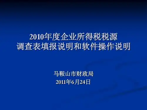 2010年度企业所得税税源调查表填报说明