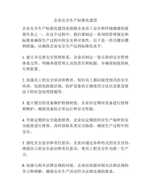企业安全生产标准化建设