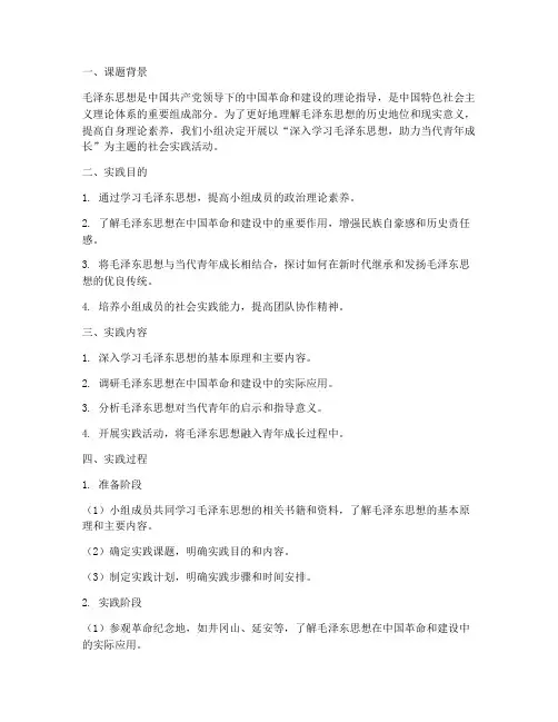 毛概社会实践报告课题