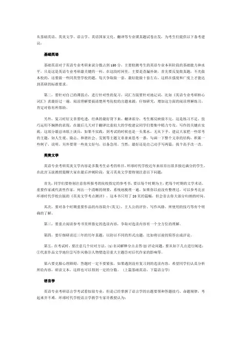 英语专业考研五方面内容