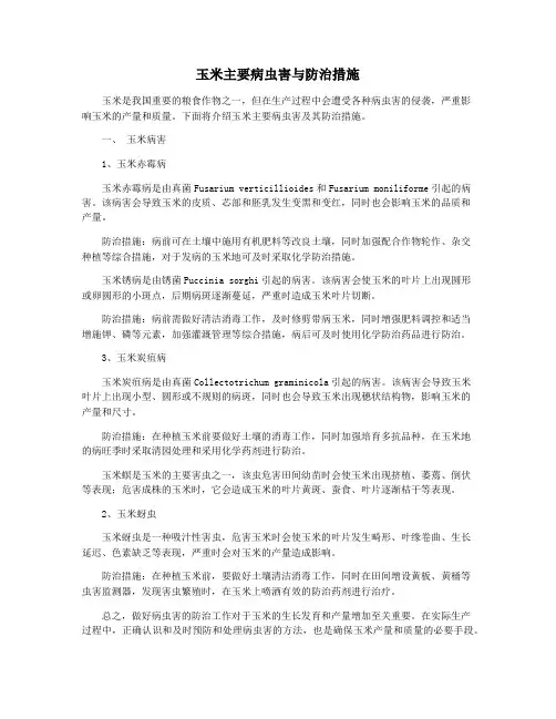 玉米主要病虫害与防治措施
