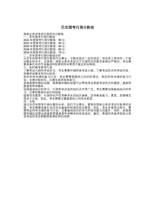 历年国考行测分数线