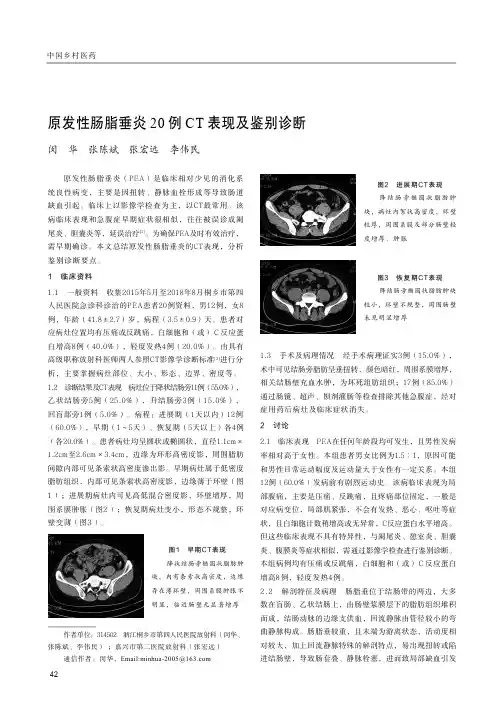 原发性肠脂垂炎20例ct表现及鉴别诊断