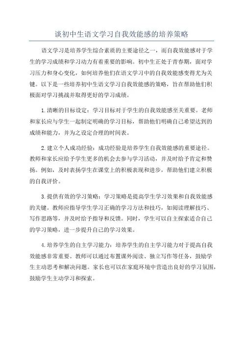 谈初中生语文学习自我效能感的培养策略