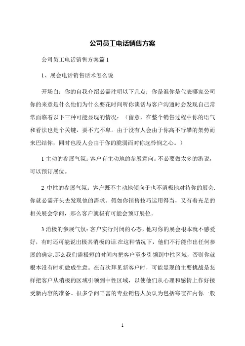 公司员工电话销售方案