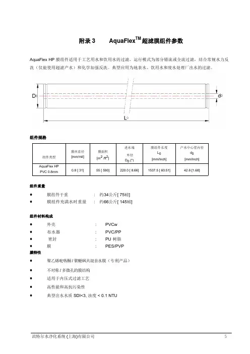 Norit AquaFlexHP超滤膜组件参数