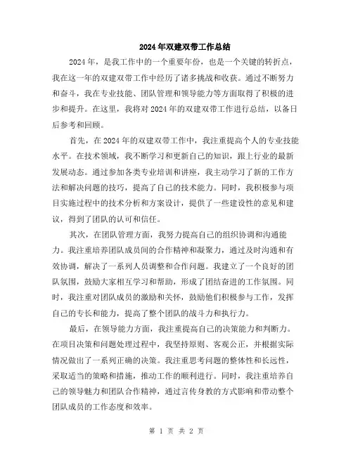2024年双建双带工作总结