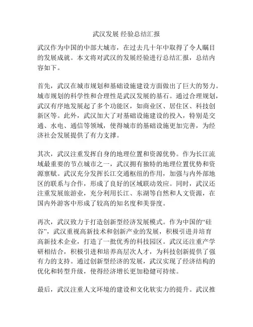 武汉发展 经验总结汇报