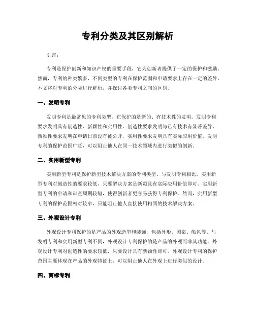 专利分类及其区别解析