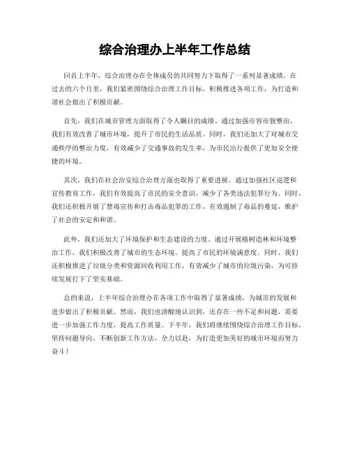 综合治理办上半年工作总结