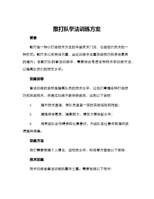 散打队拳法训练方案