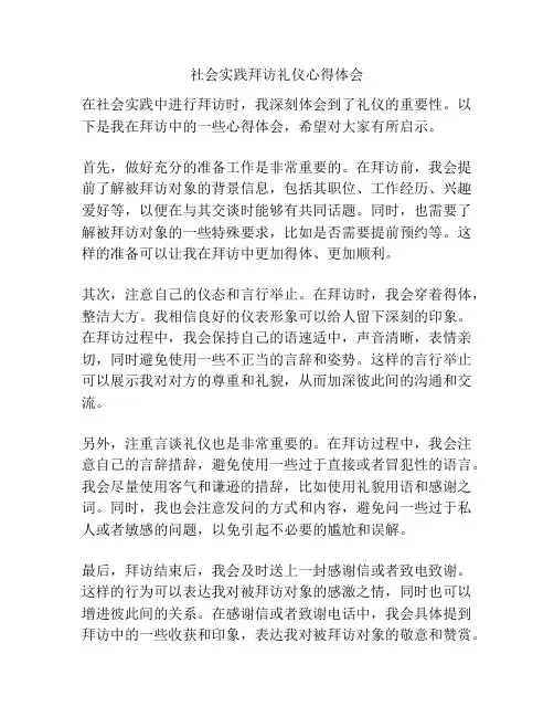 社会实践拜访礼仪心得体会