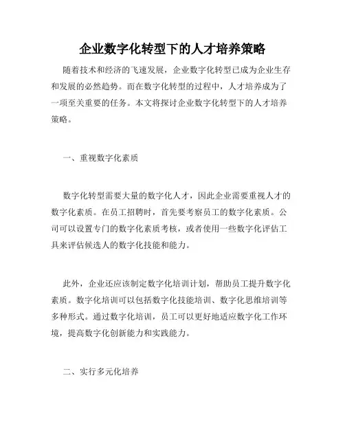企业数字化转型下的人才培养策略