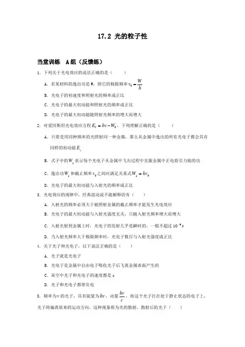 课时作业7：17.2 光的粒子性