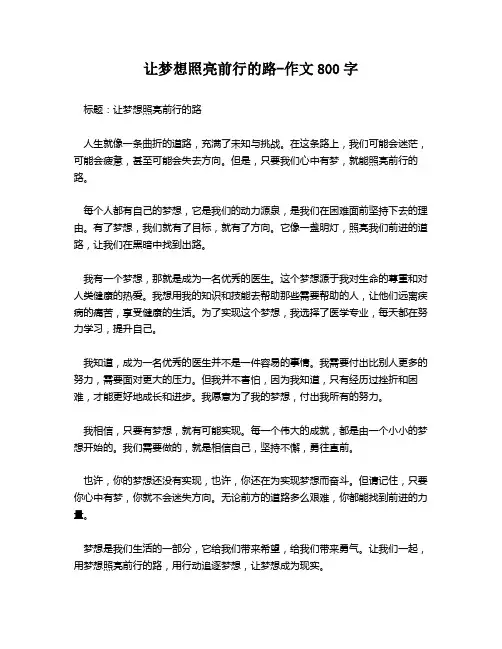 让梦想照亮前行的路-作文800字