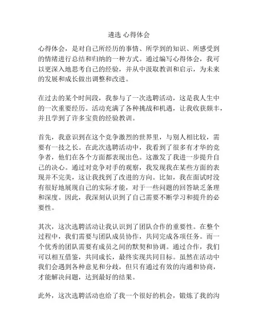遴选 心得体会