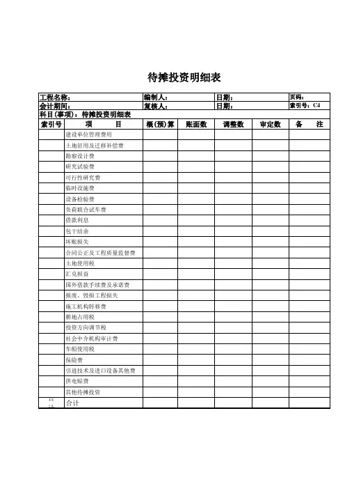竣工财务决算审计工作底稿(试行)